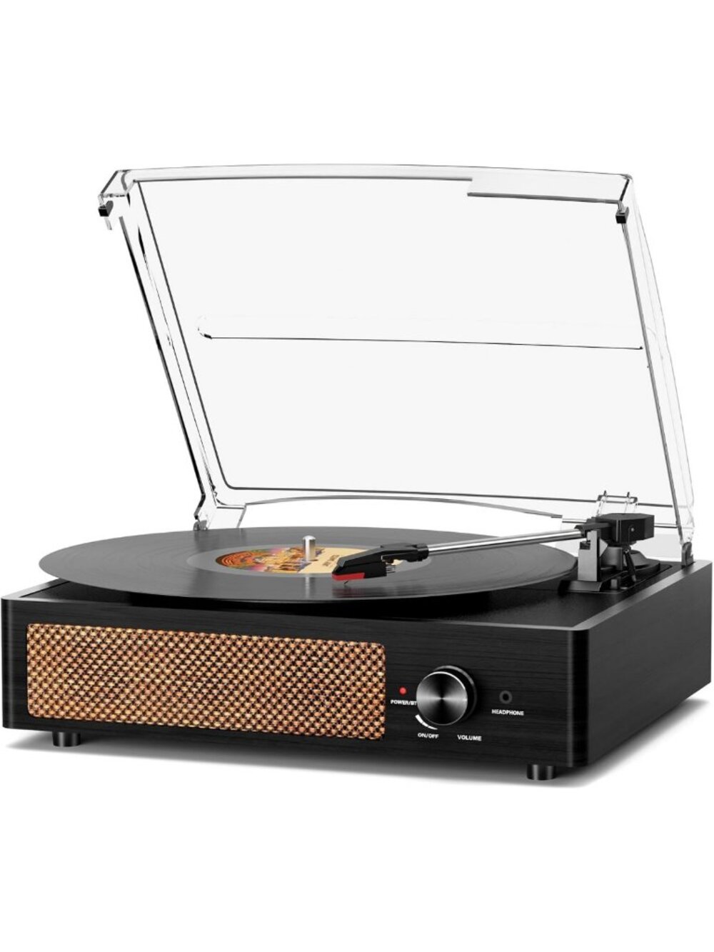 Vintage Vinyl Record Player with Bluetooth, 3-Speed Turntable & Built-in